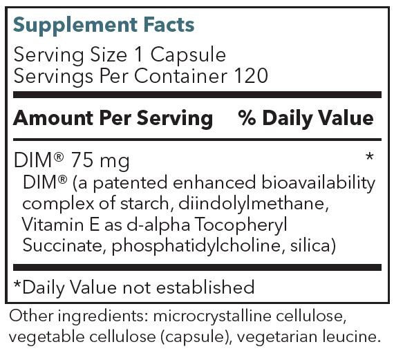 DIM Supplement Facts Label