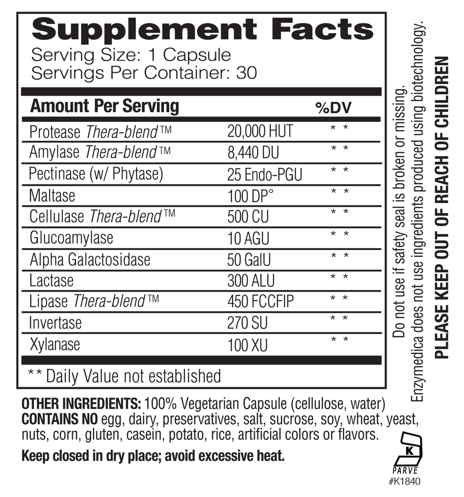 Supplement Facts - Digest Basic by Enzymedica