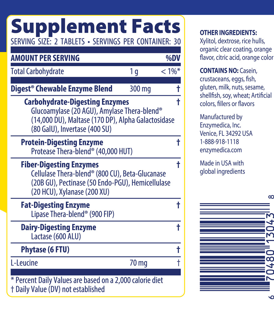 Supplement Facts - Digest Cewable by Enzymedica