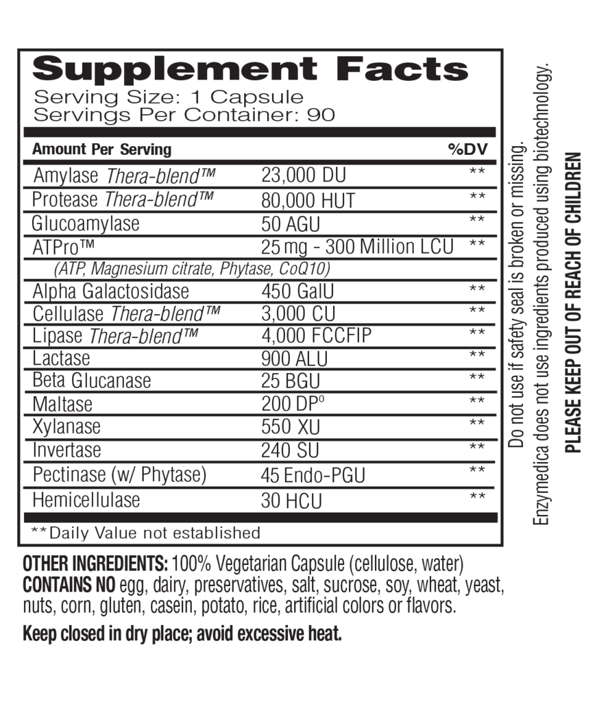 Supplement Facts - Digest Gold by Enzymedica