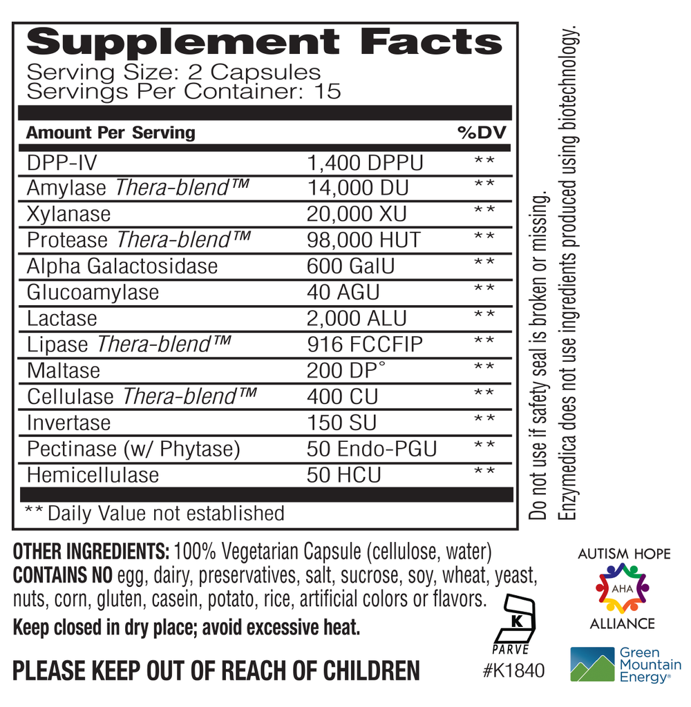 Supplement Facts - Digest Spectrum by Enzymedica