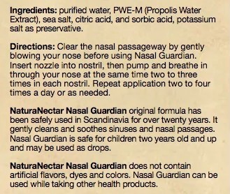 Supplement Facts - Nasal Guardian 