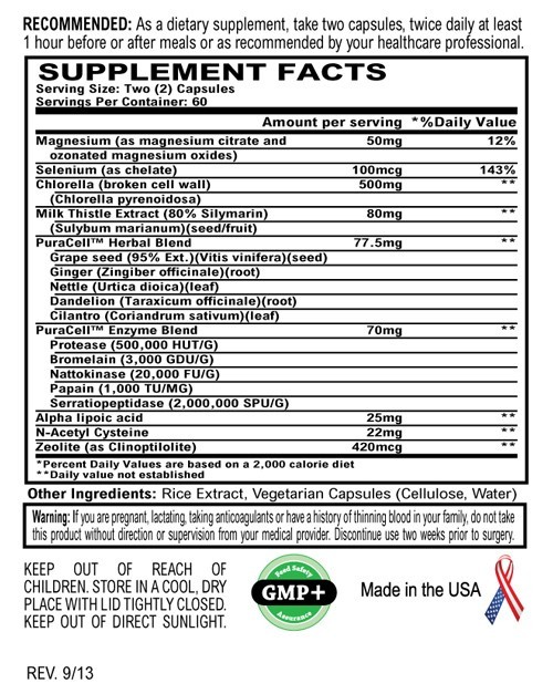 PuraCell by World Nutrition - Supplement Facts