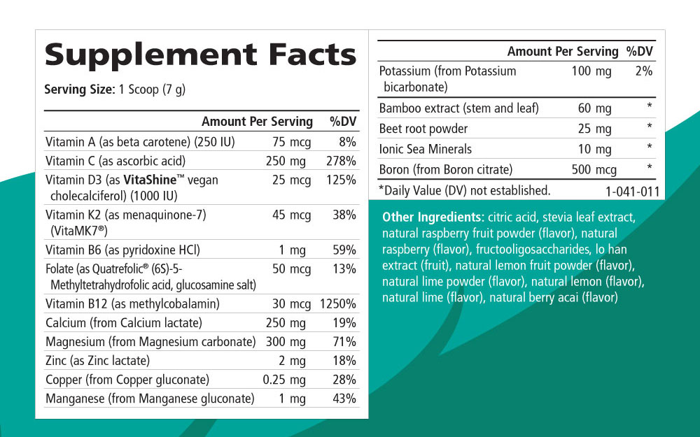 Supplement Facts - Ionic-Fizz Super D-K Calcium Plus Raspberry Lemon